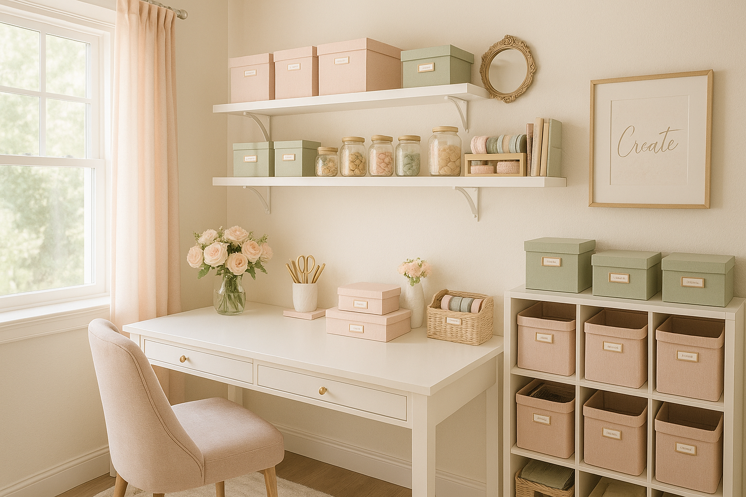 Home based workshop feminine and organized