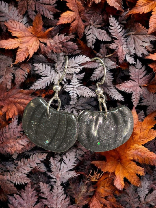 Grey/Silver Pumpkin Polymer Clay French hook Earrings