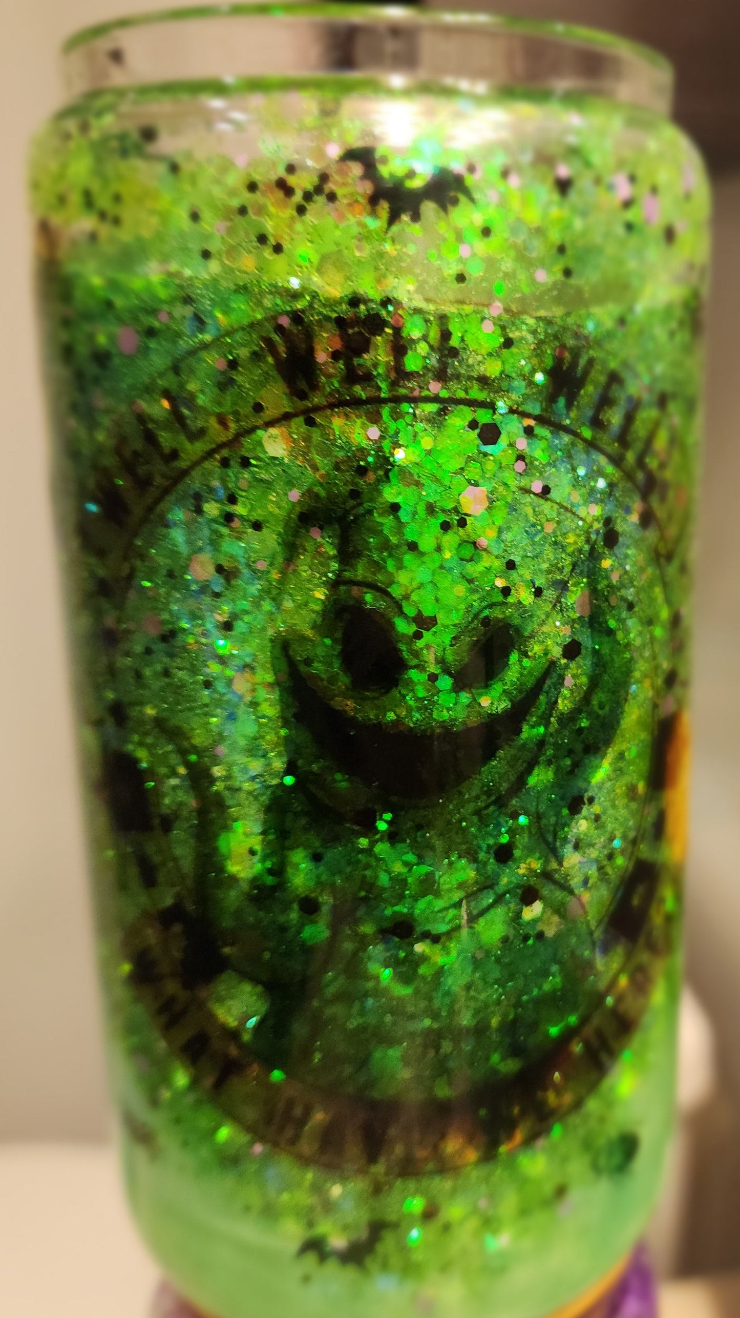 Oogie Boogie Inspired Green Snowglobe Tumbler – 16 oz