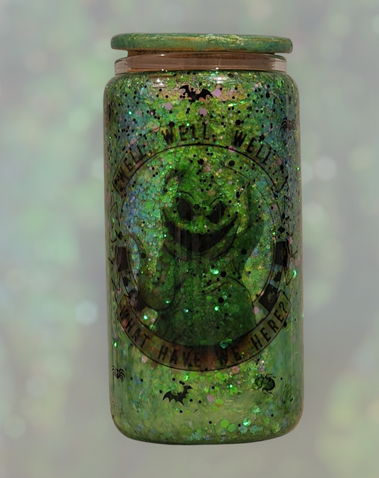 Oogie Boogie Inspired Green Snowglobe Tumbler – 16 oz