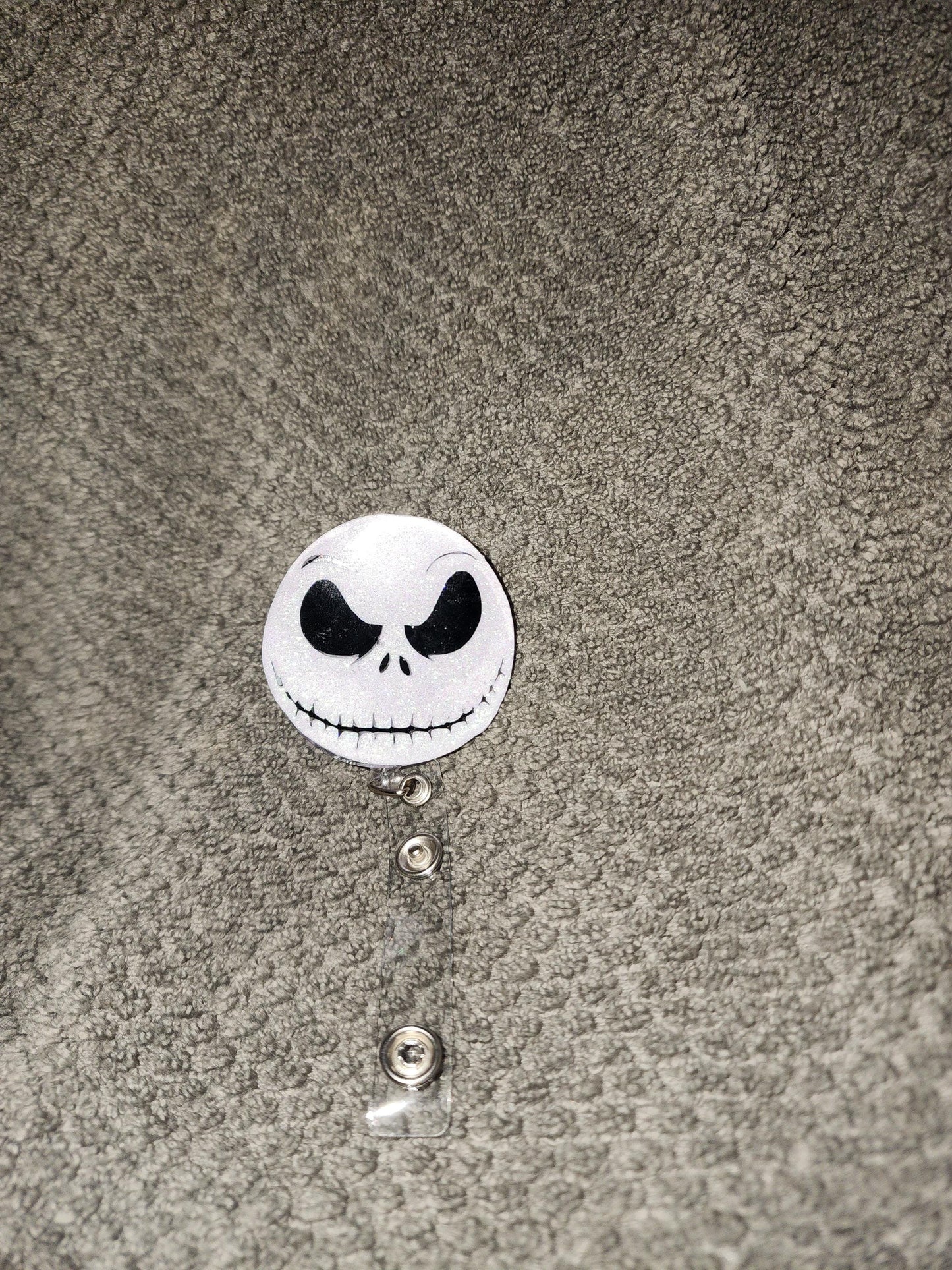 Glitter Jack Skellington Badge Reel: Halloween ID Holder