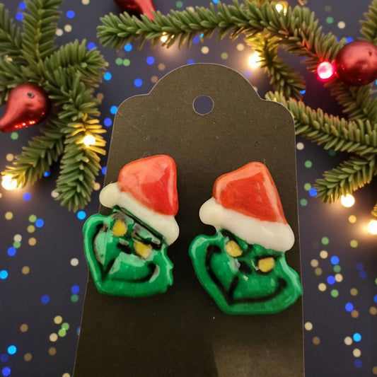 Grinch-Inspired Christmas Earrings | Holiday Earrings | French Hooks or Posts | Cute Christmas Jewelry. Limited Edition!