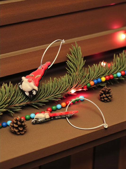 Christmas Gnome Earrings | Holiday Gnome Jewelry | French or Threader Hooks | Cute Christmas Earrings. Limited Edition!
