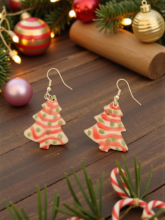 Christmas Tree Cake–Inspired Earrings | Holiday Earrings | French Hooks | Cute Christmas Jewelry. Limited Edition!